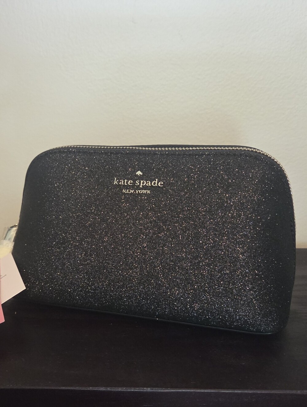 kate spade Black Glitter Cosmetic Pouch